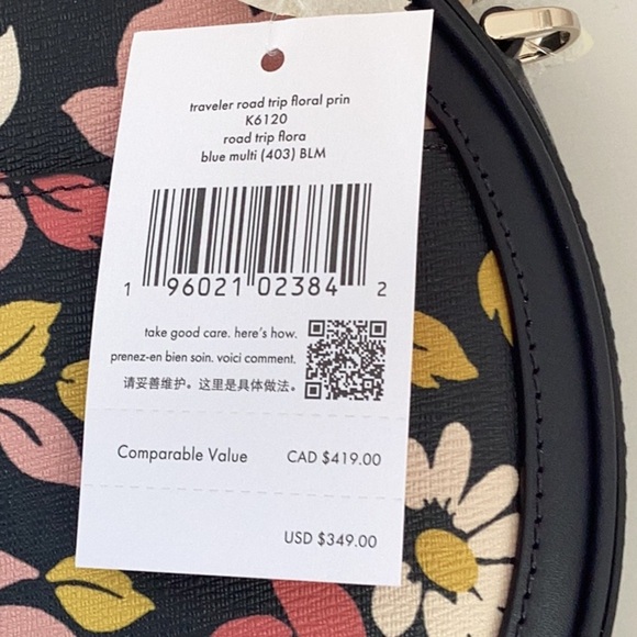 Kate Spade NWT Blue Multi Traveler Road Trip Floral Print Round Crossbody Bag - Picture 5 of 9